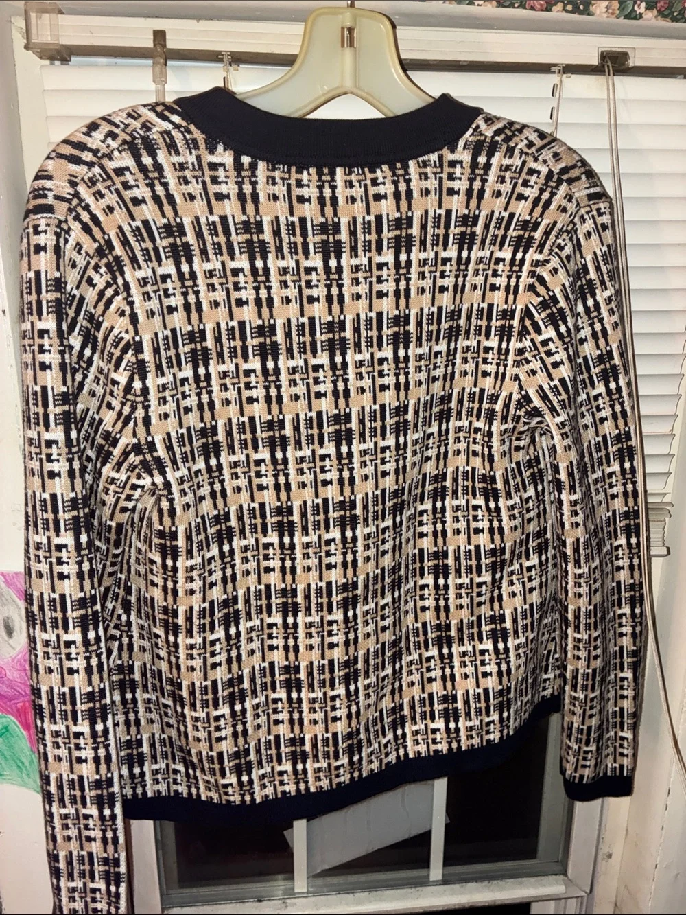 Tommy Hilfiger Navy and Cream Tweed Open-Front Blazer - Picture 4 of 4